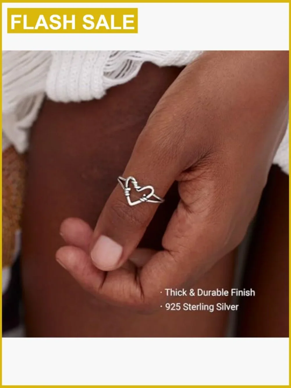 925 Sterling Silver Heart Ring Stackable Band